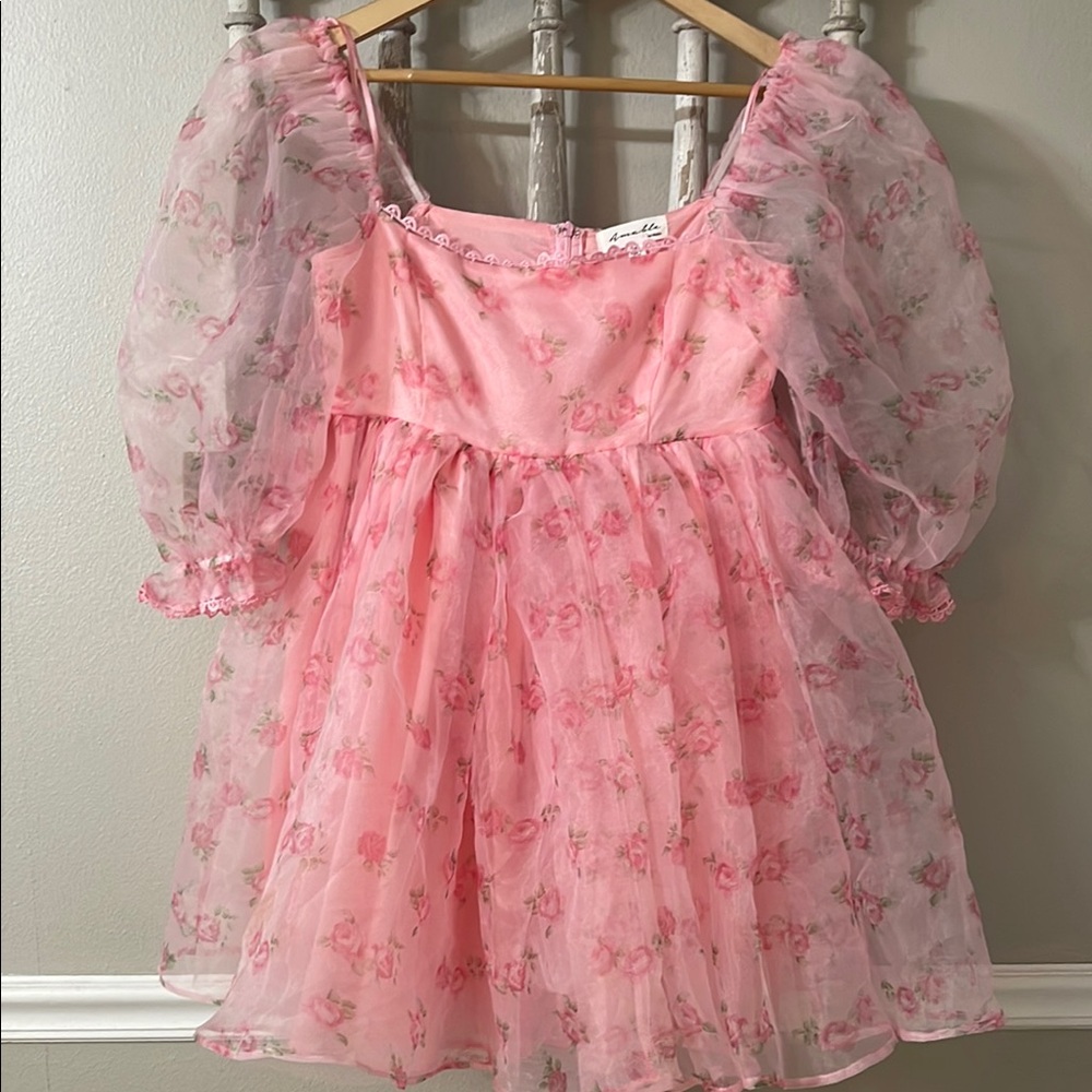 AMABLE babydoll Pink Floral Mini Dress